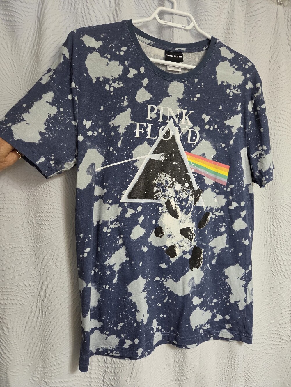 Like New Pink Floyd Navy Bleach-Effect Prism Graphic Unisex Tee